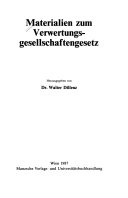 Materialien zum Verwertungsgesellschaftengesetz