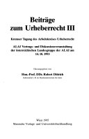 Beiträge zum Urheberrecht