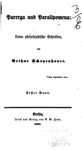 Werke / Parerga und Paralipomena I