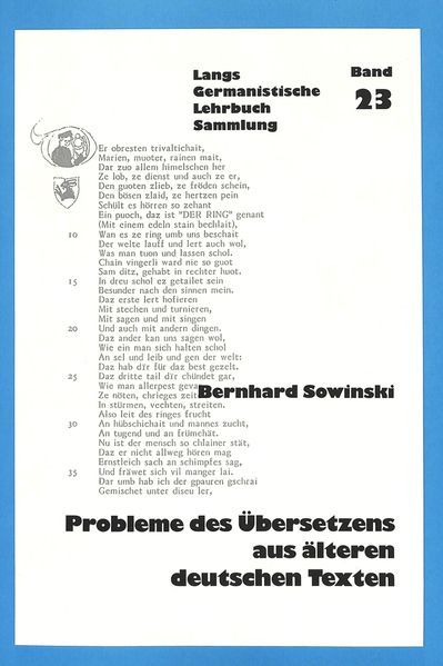 Probleme des Übersetzens aus älteren deutschen Texten
