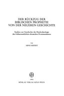 Der Rückzug der biblischen Prophetie von der neueren Geschichte