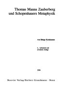 Thomas Manns Zauberberg und Schopenhauers Metaphysik