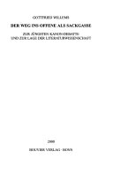Der Weg ins Offene als Sackgasse