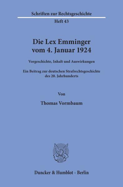 Die Lex Emminger vom 4. Januar 1924.