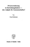 Privatversicherung in Entwicklungsländern - eine Aufgabe für Genossenschaften?