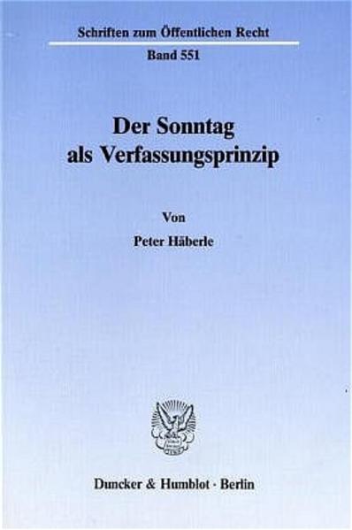 Der Sonntag als Verfassungsprinzip.