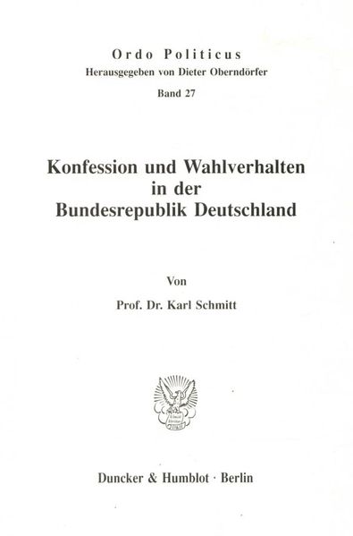 Konfession und Wahlverhalten in der Bundesrepublik Deutschland.