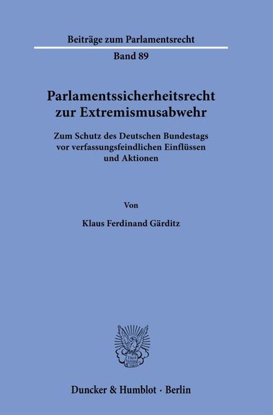Parlamentssicherheitsrecht zur Extremismusabwehr
