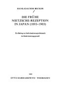 Die frühe Nietzsche-Rezeption in Japan (1893-1903)