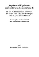 Aspekte und Ergebnisse der Sondersprachenforschung II