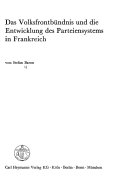 Das Volksfrontbündnis und die Entwicklung des Parteiensystems in Frankreich