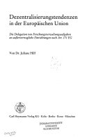 Dezentralisierungstendenzen in der Europäischen Union