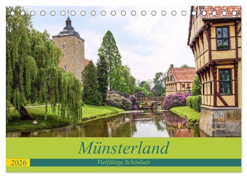 Münsterland - Vielfältige Schönheit (Tischkalender 2026 DIN A5 quer), CALVENDO Monatskalender