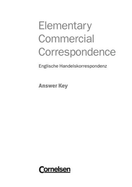 Elementary Commercial Correspondence / Key