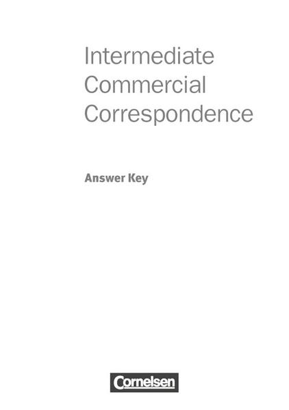 Intermediate Commercial Correspondence / B1-B2 - Answer Key
