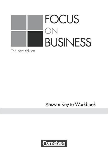 Focus on Business - Bisherige Ausgabe / B1/B2 - Schlüssel zum Workbook