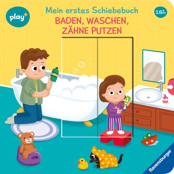 Play+ Mein erstes Schiebebuch Baden, waschen, Zähne putzen - ab 18 Monate