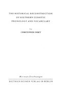 The Historical Reconstruction of Southern Cushitic Phonology and Vocabulary