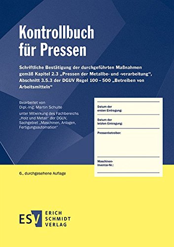 Kontrollbuch für Pressen