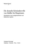 Die deutsche Kriminalnovelle von Schiller bis Hauptmann