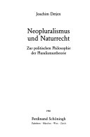 Neopluralismus und Naturrecht