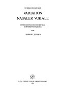 Untersuchungen zur Variation nasaler Vokale