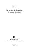 Zur Sprache der Karlmeinet