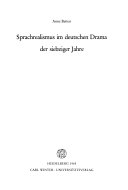 Sprachrealismus im deutschen Drama der siebziger Jahre