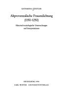 Altprovenzalische Frauendichtung (1150-1250)
