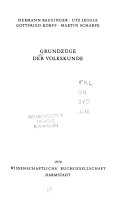 Grundzüge der Volkskunde