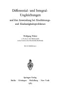Differential- und Integral-Ungleichungen und ihre Anwendung bei Abschätzungs- und Eindeutigkeitsproblemen