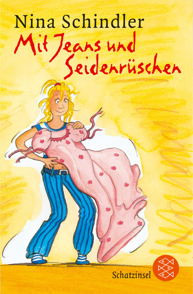 Mit Jeans und Seidenrüschen