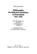 Bibliographie des Jüdischen Schrifttums in Deutschland 1933-1943