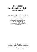 Bibliographie zur Geschichte der Juden in der Schweiz