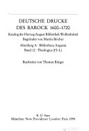 Deutsche Drucke des Barock 1600-1720. Katalog der Herzog August Bibliothek Wolfenbüttel / Abt. A: Bibliotheca Augusta