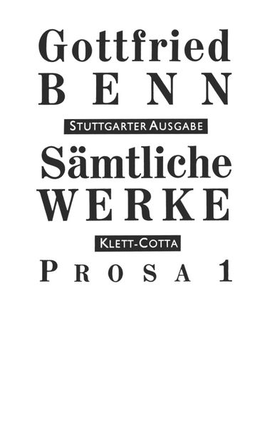 Sämtliche Werke - Stuttgarter Ausgabe. Bd. 3 - Prosa 1 (Sämtliche Werke - Stuttgarter Ausgabe, Bd. 3)