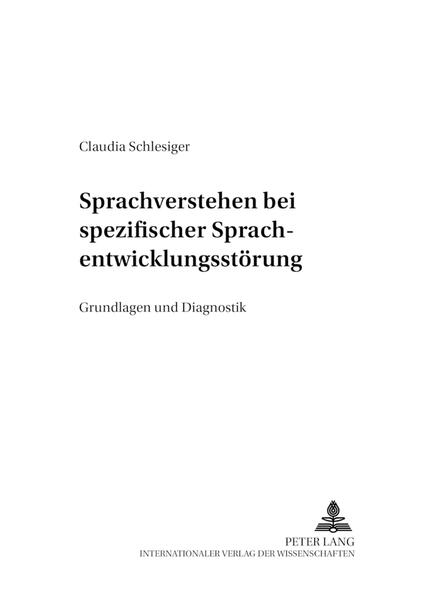Sprachverstehen bei spezifischer Sprachentwicklungsstörung