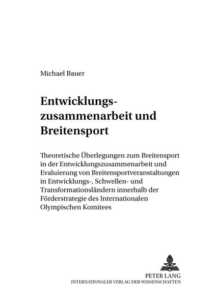 Entwicklungszusammenarbeit und Breitensport