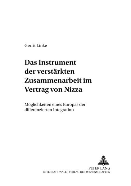 Das Instrument der verstärkten Zusammenarbeit im Vertrag von Nizza