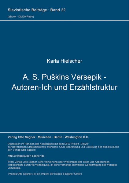 A. S. Puškins Versepik - Autoren-Ich und Erzählstruktur