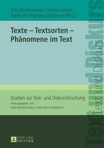 Texte – Textsorten – Phänomene im Text
