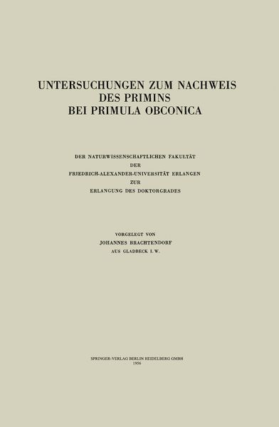 Untersuchungen zum Nachweis des Primins bei Primula obconica