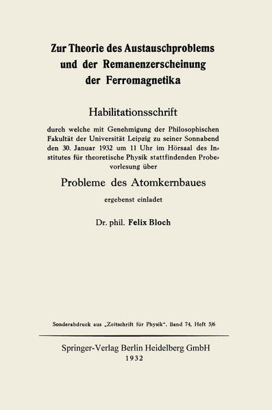 Zur Theorie des Austauschproblems und der Remanenzerscheinung der Ferromagnetika