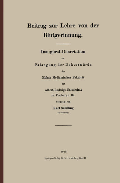 Beitrag zur Lehre von der Blutgerinnung