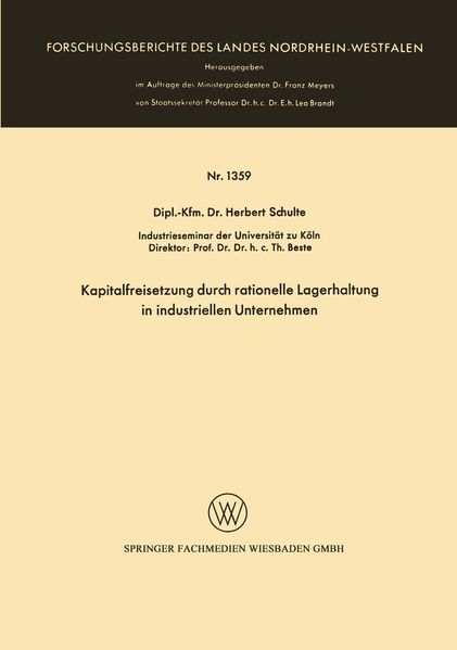 Kapitalfreisetzung durch rationelle Lagerhaltung in industriellen Unternehmen