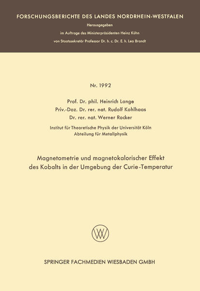 Magnetometrie und magnetokalorischer Effekt des Kobalts in der Umgebung der Curie-Temperatur