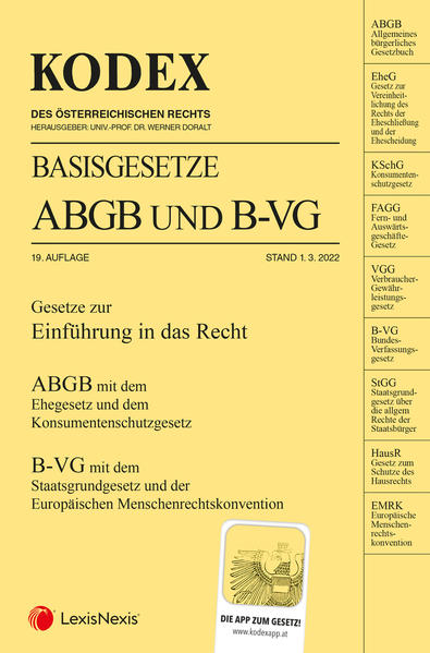 KODEX Basisgesetze ABGB und B-VG 2022 - inkl. App