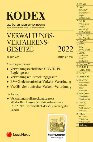 KODEX Verwaltungsverfahrensgesetze (AVG) 2022 - inkl. App