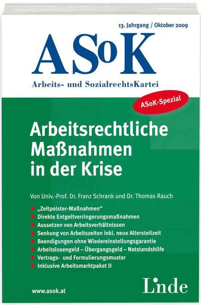 ASoK-Spezial Arbeitsrechtliche Maßnahmen in der Krise