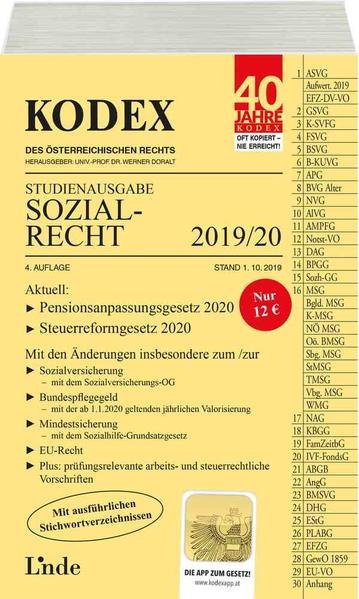 KODEX Studienausgabe Sozialrecht 2019/20